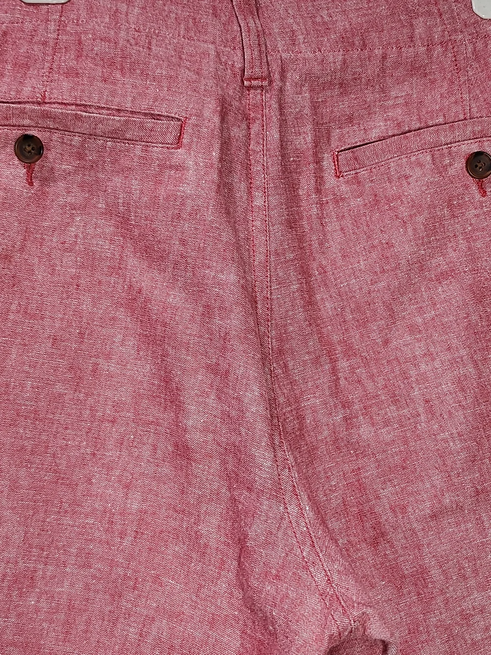 J.Crew Gramercy Heather Red Linen Cotton Flat Front Shorts Size 33